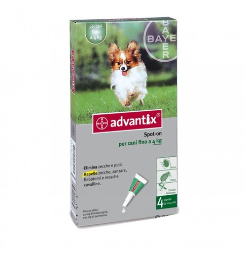 Bayer Advantix Spot On per cani fino a 4  kg - 4 pipette da 0,4 ml