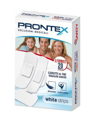 PRONTEX - White strips - 20 cerotti in TNT bianchi sterili (3 formati)